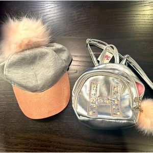 Girls backpack with matching hat
